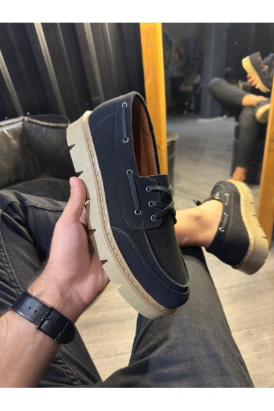 Knack Yüksek Taban Klasik Ayakkabı 778 Siyah Süet