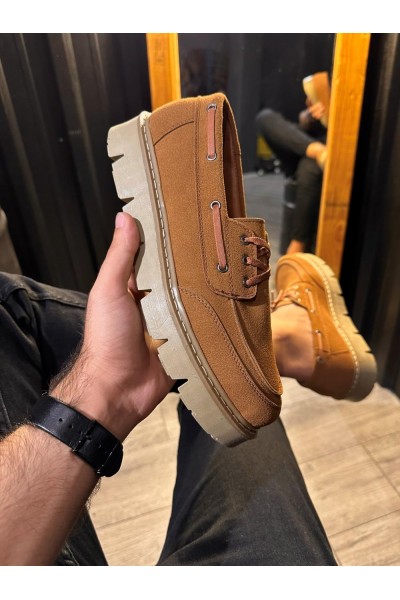 Knack Yüksek Taban Klasik Ayakkabı 778 Taba Süet