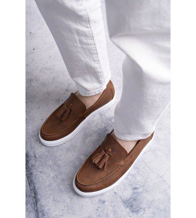 SLW153 Bloom Bağcıksız Püsküllü Cilt Erkek Günlük Spor Klasik Ayakkabı CBT - Taba SLW153 Bloom Bağcıksız Püsküllü Cilt Erkek Günlük Spor Klasik Ayakkabı CBT - Taba