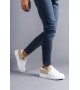 SLW155 Warrior Bağcıklı ve Fermuarlı Cilt Süet Erkek Günlük Sneaker Ayakkabı CSBT - Beyaz/Krem