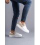 SLW155 Warrior Bağcıklı ve Fermuarlı Cilt Süet Erkek Günlük Sneaker Ayakkabı CSBT - Beyaz/Krem