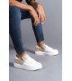 SLW155 Warrior Bağcıklı ve Fermuarlı Cilt Süet Erkek Günlük Sneaker Ayakkabı CSBT - Beyaz/Krem