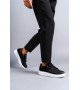 SLW155 Warrior Bağcıklı ve Fermuarlı Cilt Süet Erkek Günlük Sneaker Ayakkabı CSBT - Siyah