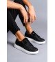 SLW155 Warrior Bağcıklı ve Fermuarlı Cilt Süet Erkek Günlük Sneaker Ayakkabı CSBT - Siyah