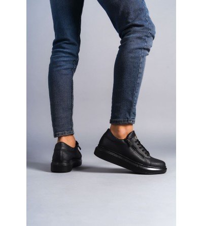 SLW155 Warrior Bağcıklı ve Fermuarlı Cilt Erkek Günlük Sneaker Ayakkabı CST - Siyah SLW155 Warrior Bağcıklı ve Fermuarlı Cilt Erkek Günlük Sneaker Ayakkabı CST - Siyah