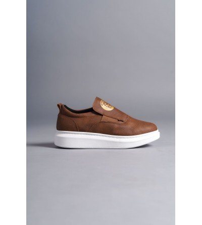 SLW161 Hippo Bağcıksız Cilt Erkek Günlük Sneaker Ayakkabı CBT - Taba