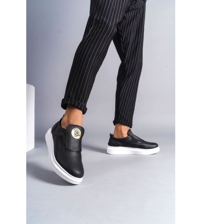 SLW161 Hippo Bağcıksız Cilt Erkek Günlük Sneaker Ayakkabı CBT - Siyah SLW161 Hippo Bağcıksız Cilt Erkek Günlük Sneaker Ayakkabı CBT - Siyah
