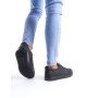 SLW166 Prestige Bağcıklı Cilt Kapitone Desenli Erkek Günlük Sneaker Ayakkabı CST - Siyah