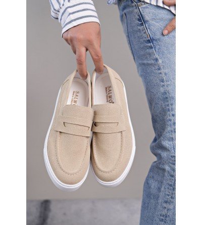 SLW180 Estilo X Bağcıksız Süet Erkek Günlük Spor Klasik Ayakkabı SBT - Krem SLW180 Estilo X Bağcıksız Süet Erkek Günlük Spor Klasik Ayakkabı SBT - Krem