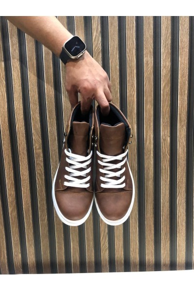 SLW202 Toronto Bağcıklı Cilt Erkek Spor Bot BT - Taba