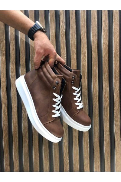 SLW202 Toronto Bağcıklı Cilt Erkek Spor Bot BT - Taba