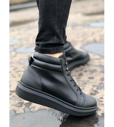 SLW202 Toronto Bağcıklı Cilt Erkek Spor Bot ST - Siyah