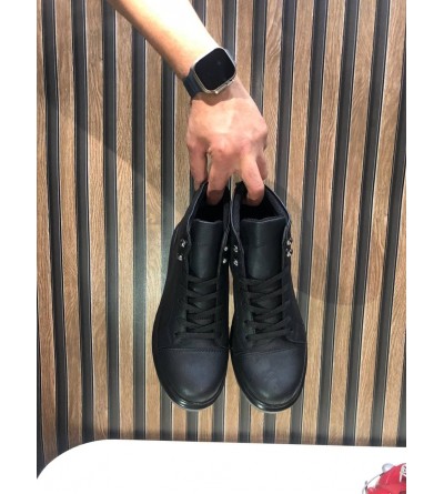 SLW202 Toronto Bağcıklı Cilt Erkek Spor Bot ST - Siyah