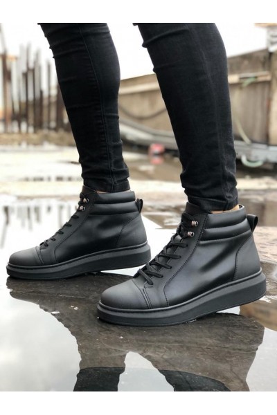 SLW202 Toronto Bağcıklı Cilt Erkek Spor Bot ST - Siyah