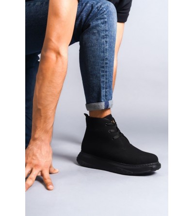 SLW204 Franca Bağcıklı Süet Erkek Spor Bot ST - Siyah