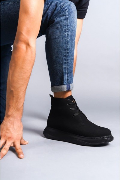 SLW204 Franca Bağcıklı Süet Erkek Spor Bot ST - Siyah