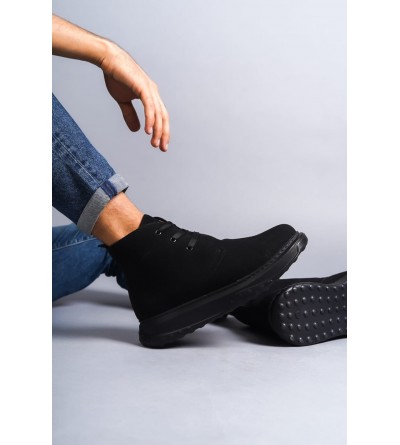 SLW204 Franca Bağcıklı Süet Erkek Spor Bot ST - Siyah