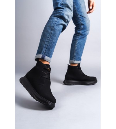 SLW204 Franca Bağcıklı Süet Erkek Spor Bot ST - Siyah