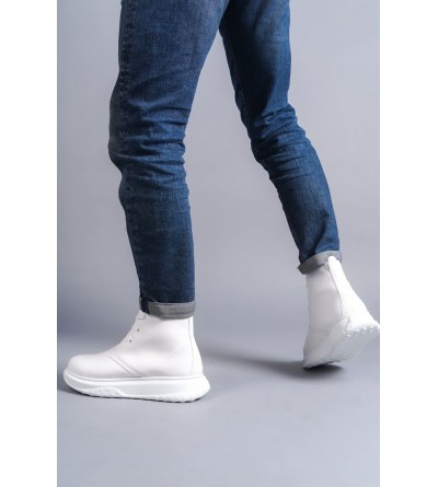 SLW204 Franca Bağcıklı Cilt Erkek Spor Bot BT - Beyaz