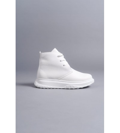 SLW204 Franca Bağcıklı Cilt Erkek Spor Bot BT - Beyaz