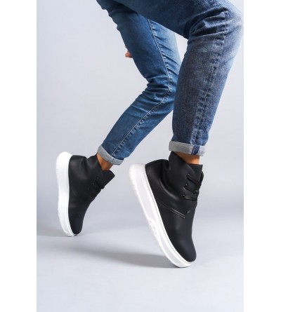 SLW204 Franca Bağcıklı Cilt Erkek Spor Bot BT - Siyah