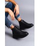 SLW204 Franca Bağcıklı Cilt Erkek Spor Bot ST - Siyah
