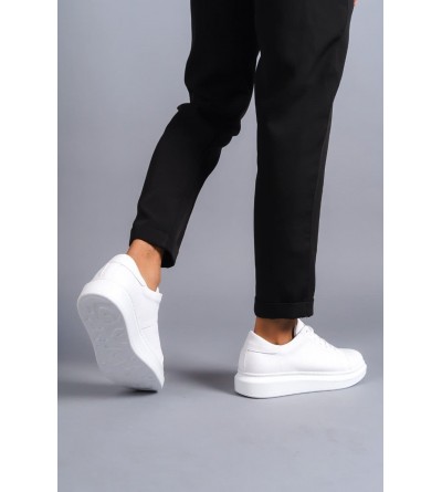 SLW151 Boost Bağcıklı Cilt Erkek Günlük Sneaker Ayakkabı CBT - Beyaz