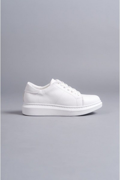 SLW151 Boost Bağcıklı Cilt Erkek Günlük Sneaker Ayakkabı CBT - Beyaz