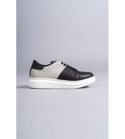 SLW151 Boost Bağcıklı Cilt Süet Erkek Günlük Sneaker Ayakkabı CSBT - Siyah/Gri