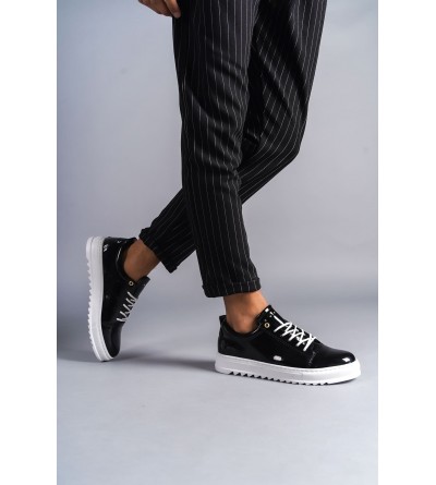 SLW152 Cool Bağcıklı Rugan Erkek Günlük Spor Klasik Ayakkabı RBT - Siyah