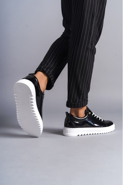 SLW152 Cool Bağcıklı Rugan Erkek Günlük Spor Klasik Ayakkabı RBT - Siyah