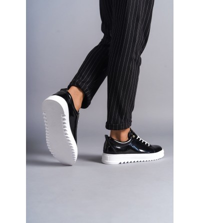 SLW152 Cool Bağcıklı Rugan Erkek Günlük Spor Klasik Ayakkabı RBT - Siyah