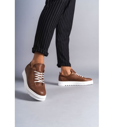 SLW152 Cool Bağcıklı Cilt Erkek Günlük Spor Klasik Ayakkabı CBT -  Taba