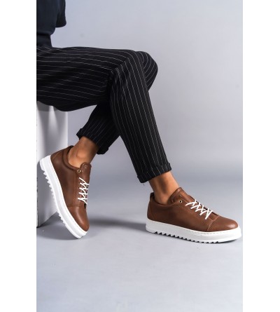 SLW152 Cool Bağcıklı Cilt Erkek Günlük Spor Klasik Ayakkabı CBT -  Taba