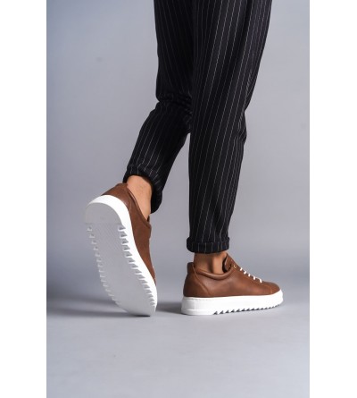 SLW152 Cool Bağcıklı Cilt Erkek Günlük Spor Klasik Ayakkabı CBT -  Taba