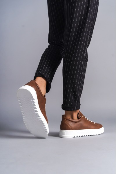 SLW152 Cool Bağcıklı Cilt Erkek Günlük Spor Klasik Ayakkabı CBT -  Taba