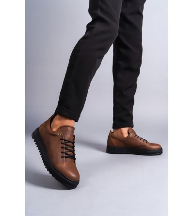 SLW152 Cool Bağcıklı Cilt Erkek Günlük Spor Klasik Ayakkabı CST - Taba