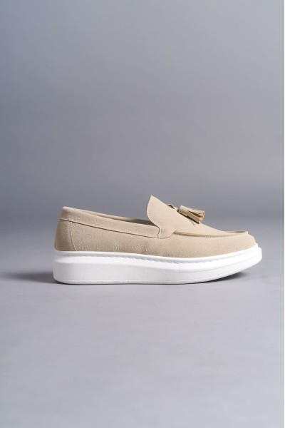 SLW154 Blaze Bağcıksız Püsküllü Süet Erkek Günlük Spor Klasik Ayakkabı SBT - Krem