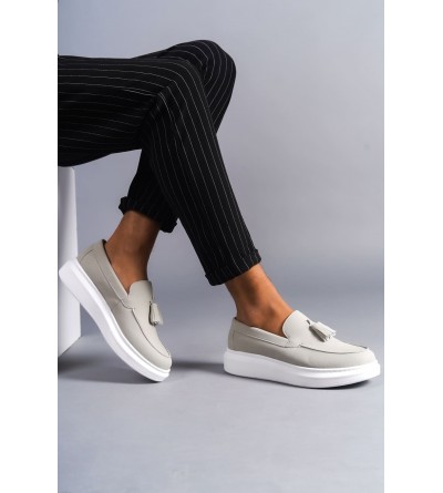 SLW154 Blaze Bağcıksız Püsküllü Süet Erkek Günlük Spor Klasik Ayakkabı SBT - Gri