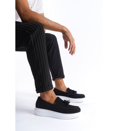 SLW154 Blaze Bağcıksız Püsküllü Süet Erkek Günlük Spor Klasik Ayakkabı SBT - Siyah