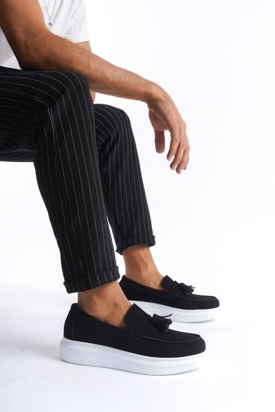 SLW154 Blaze Bağcıksız Püsküllü Süet Erkek Günlük Spor Klasik Ayakkabı SBT - Siyah