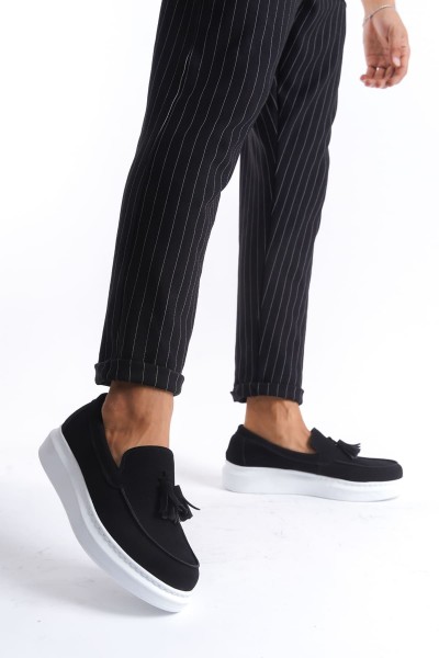 SLW154 Blaze Bağcıksız Püsküllü Süet Erkek Günlük Spor Klasik Ayakkabı SBT - Siyah