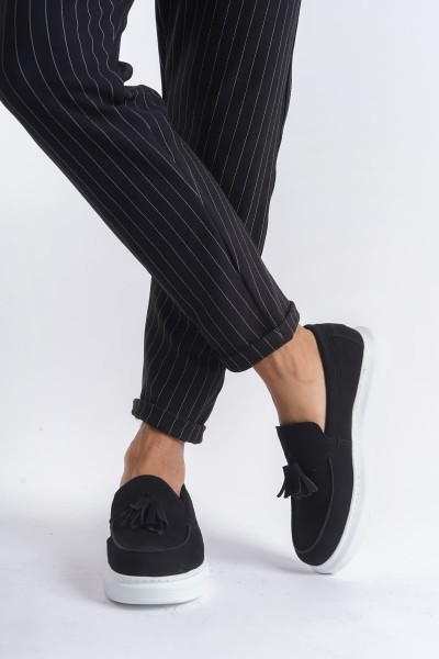 SLW154 Blaze Bağcıksız Püsküllü Süet Erkek Günlük Spor Klasik Ayakkabı SBT - Siyah