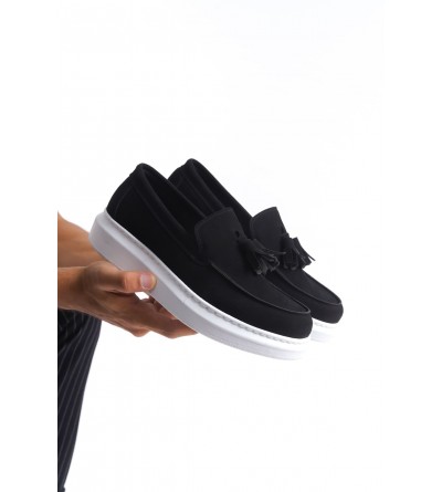 SLW154 Blaze Bağcıksız Püsküllü Süet Erkek Günlük Spor Klasik Ayakkabı SBT - Siyah