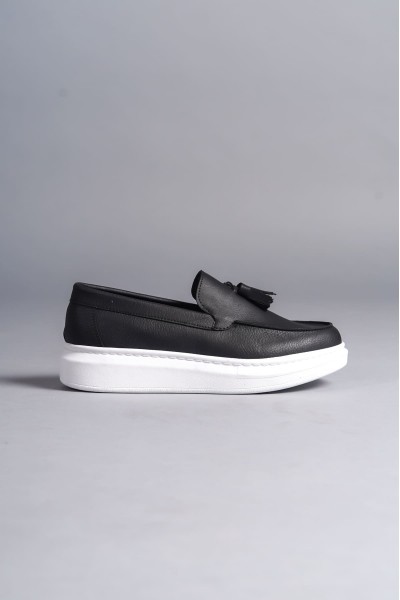 SLW154 Blaze Bağcıksız Püsküllü Cilt Erkek Günlük Spor Klasik Ayakkabı CBT - Siyah