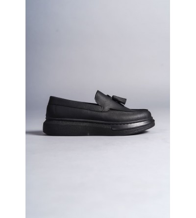 SLW154 Blaze Bağcıksız Püsküllü Cilt Erkek Günlük Spor Klasik Ayakkabı CST - Siyah