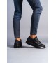 SLW155 Warrior Bağcıklı ve Fermuarlı Cilt Erkek Günlük Sneaker Ayakkabı CST - Siyah