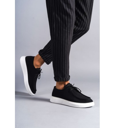 SLW170 Tornado Bağcıklı Süet Erkek Günlük Spor Klasik Ayakkabı SBT - Siyah