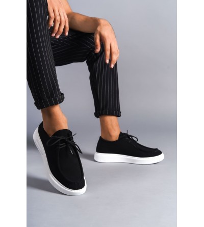 SLW170 Tornado Bağcıklı Süet Erkek Günlük Spor Klasik Ayakkabı SBT - Siyah