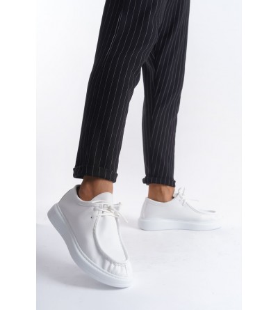 SLW170 Tornado Bağcıklı Cilt Erkek Günlük Spor Klasik Ayakkabı CBT - Beyaz